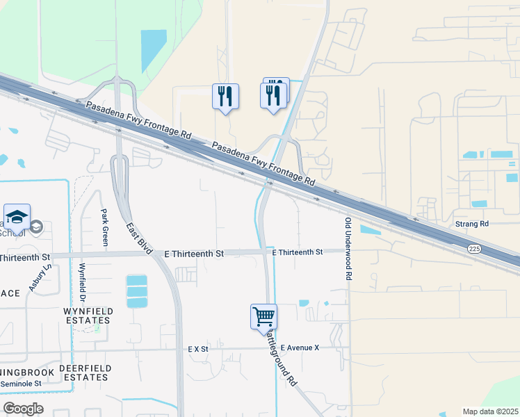 map of restaurants, bars, coffee shops, grocery stores, and more near 1230 South Battleground Road in Deer Park