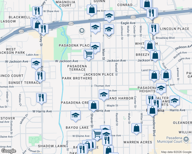 map of restaurants, bars, coffee shops, grocery stores, and more near 608 Munger Street in Pasadena