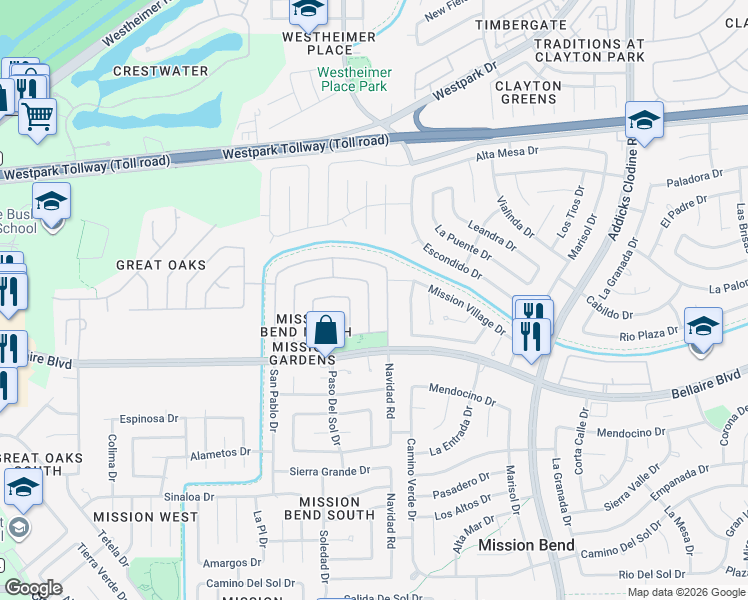 map of restaurants, bars, coffee shops, grocery stores, and more near 6823 Zapata Drive in Houston