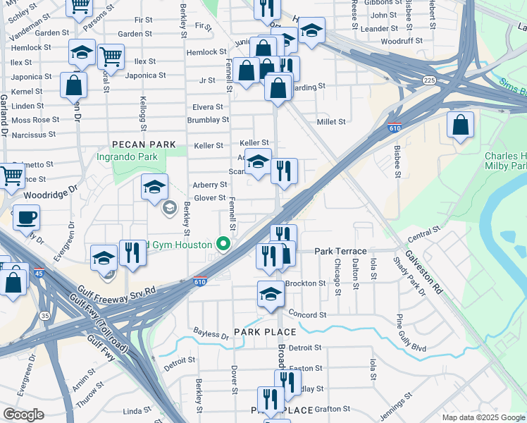 map of restaurants, bars, coffee shops, grocery stores, and more near 4 Sarita in Houston