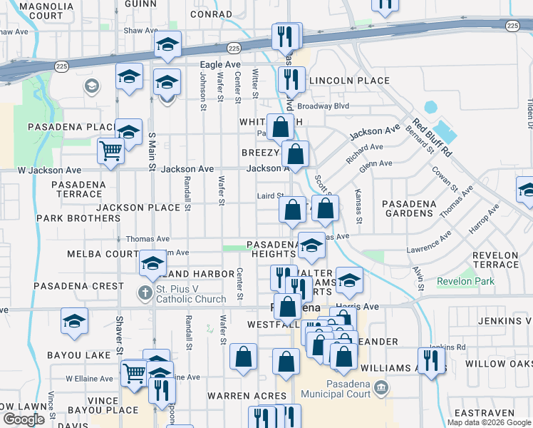 map of restaurants, bars, coffee shops, grocery stores, and more near 912 Seymour Street in Pasadena