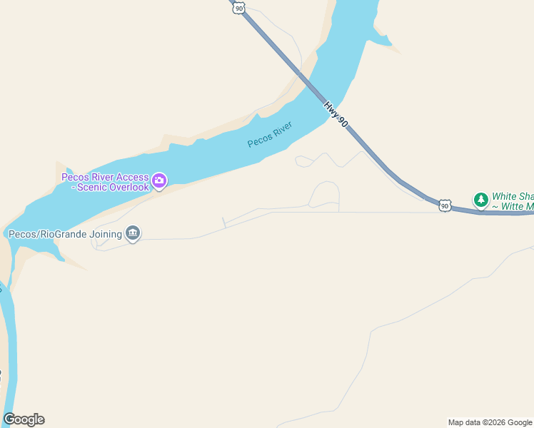 map of restaurants, bars, coffee shops, grocery stores, and more near Park Service Road 3 in Val Verde County