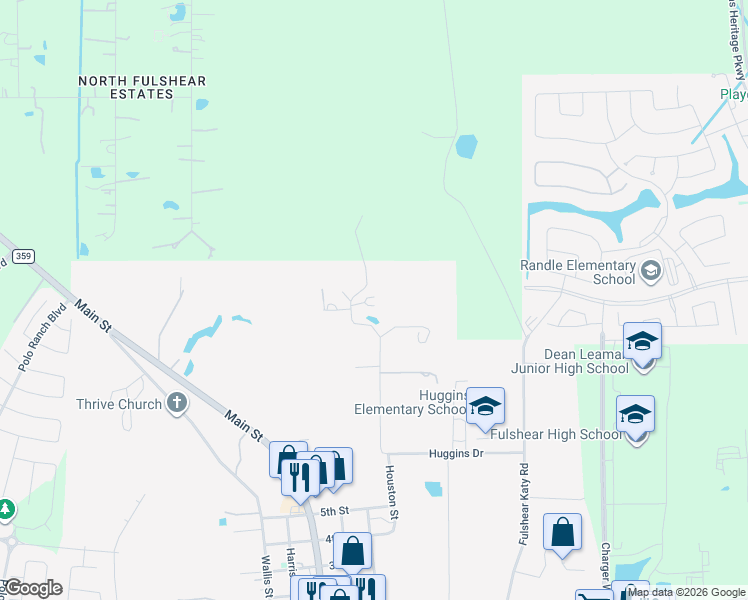 map of restaurants, bars, coffee shops, grocery stores, and more near 7511 Dixon Road in Fulshear