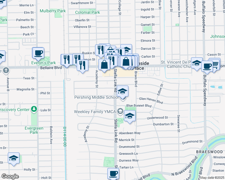 map of restaurants, bars, coffee shops, grocery stores, and more near 4001A Bellefontaine in Houston