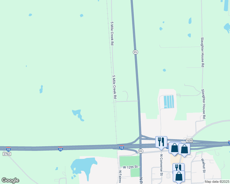 map of restaurants, bars, coffee shops, grocery stores, and more near 5 Mile Creek Road in Flatonia