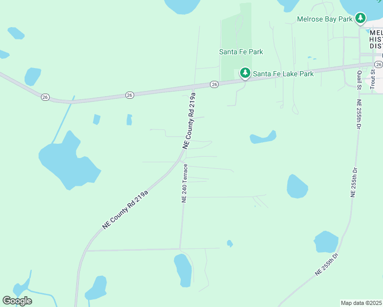 map of restaurants, bars, coffee shops, grocery stores, and more near 5210 County Road 219A in Melrose