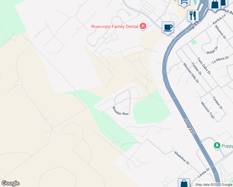 map of restaurants, bars, coffee shops, grocery stores, and more near 1227 Hidden Cave Drive in New Braunfels