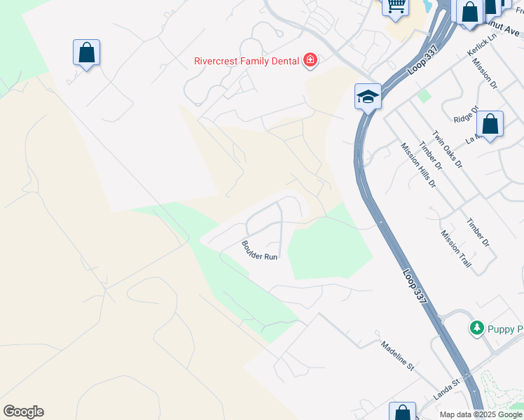 map of restaurants, bars, coffee shops, grocery stores, and more near Hidden Cave Drive in New Braunfels