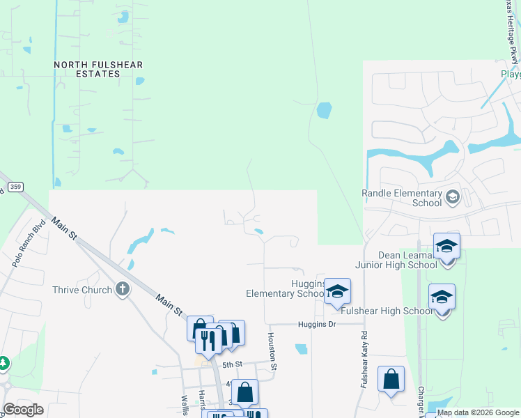 map of restaurants, bars, coffee shops, grocery stores, and more near 7511 Dixon Road in Fulshear