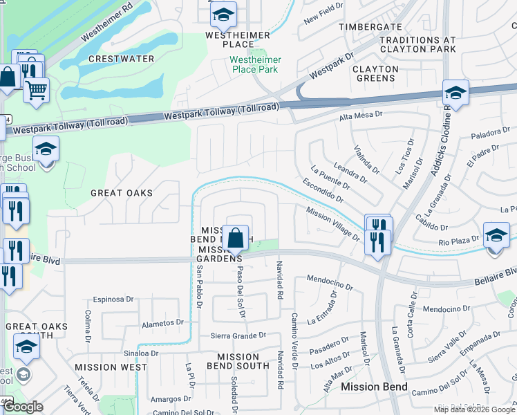 map of restaurants, bars, coffee shops, grocery stores, and more near 6823 Zapata Drive in Houston