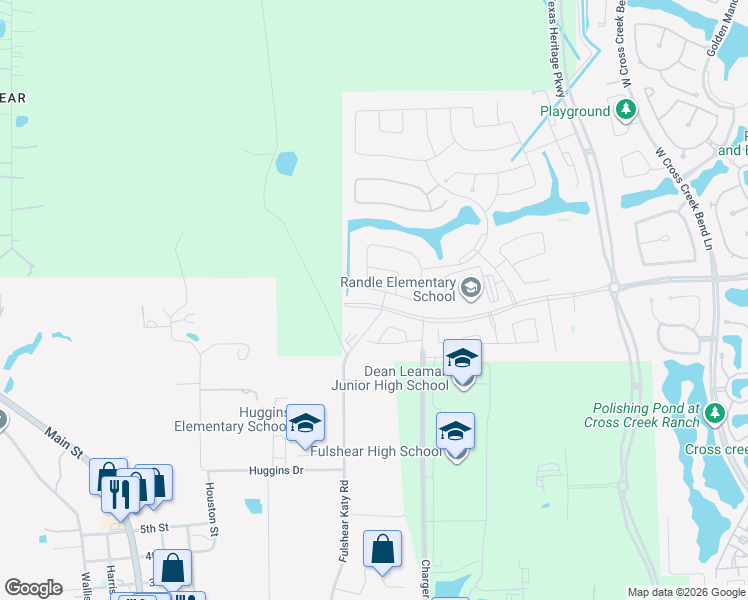 map of restaurants, bars, coffee shops, grocery stores, and more near Fulshear-Katy Road in Fulshear