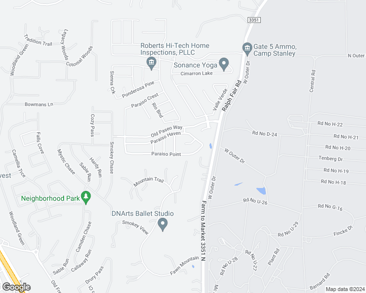 map of restaurants, bars, coffee shops, grocery stores, and more near 7734 Paraiso Circle in Boerne