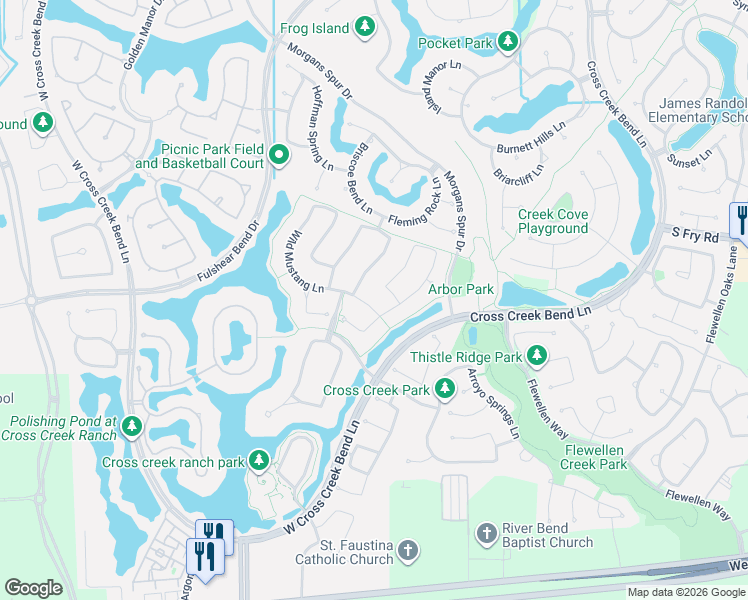 map of restaurants, bars, coffee shops, grocery stores, and more near 28115 Hugging Heritage Lane in Fulshear