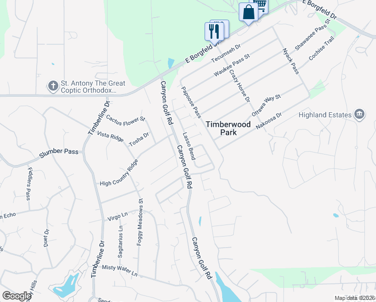 map of restaurants, bars, coffee shops, grocery stores, and more near 27314 Trinity Cross in San Antonio
