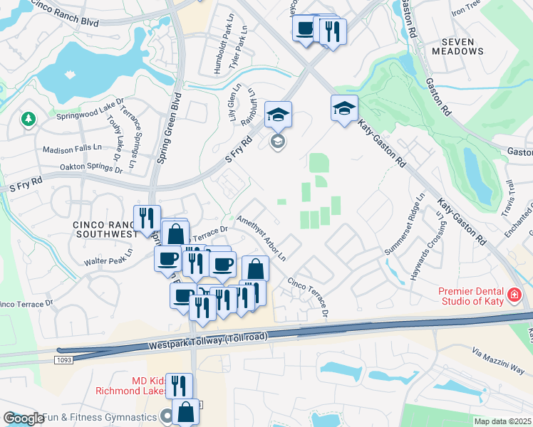 map of restaurants, bars, coffee shops, grocery stores, and more near 24019 Jade Clover Lane in Katy