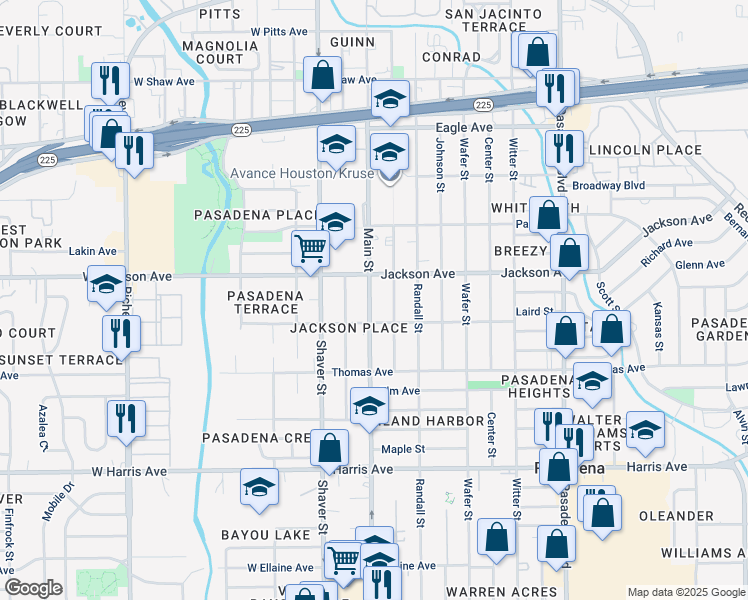 map of restaurants, bars, coffee shops, grocery stores, and more near 513 Main Street in Pasadena