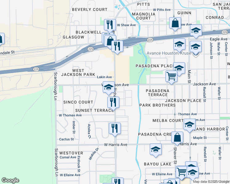 map of restaurants, bars, coffee shops, grocery stores, and more near 507 Richey Street in Pasadena