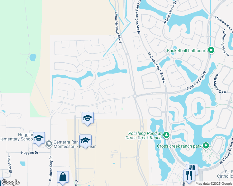 map of restaurants, bars, coffee shops, grocery stores, and more near 6035 Katy-Fulshear Road in Fulshear
