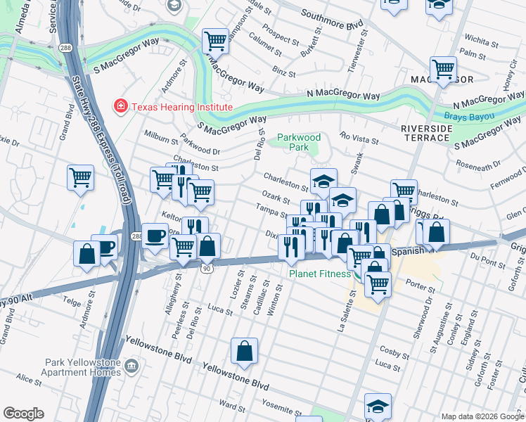 map of restaurants, bars, coffee shops, grocery stores, and more near 6202 Culberson Street in Houston
