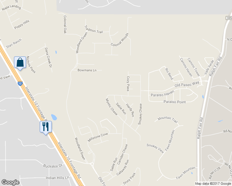 map of restaurants, bars, coffee shops, grocery stores, and more near 8031 Mystic Chase in Boerne