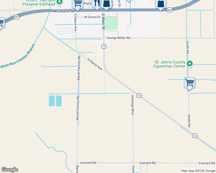 map of restaurants, bars, coffee shops, grocery stores, and more near 65 Register Burrell Road in Hastings