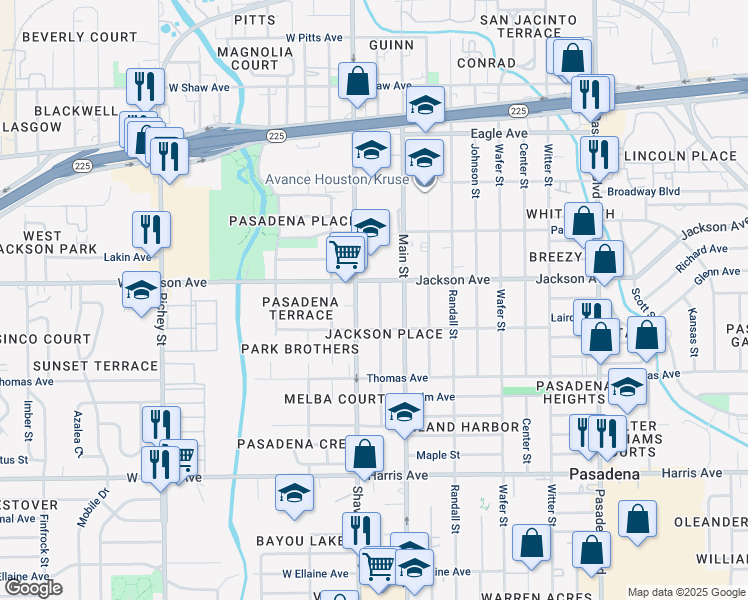 map of restaurants, bars, coffee shops, grocery stores, and more near 512 Munger Street in Pasadena