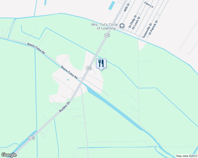 map of restaurants, bars, coffee shops, grocery stores, and more near 152 Folse Road in Raceland
