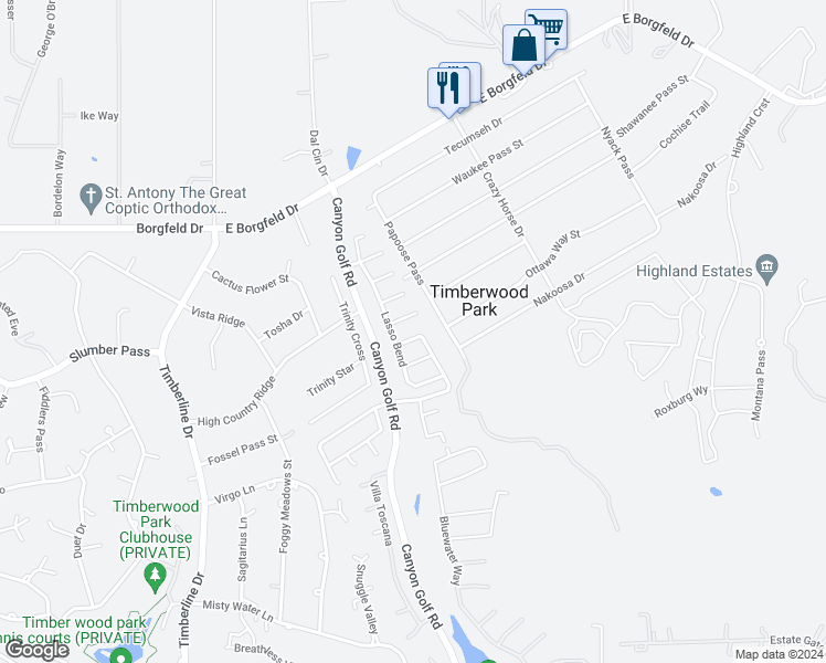 map of restaurants, bars, coffee shops, grocery stores, and more near 819 Western Star in San Antonio