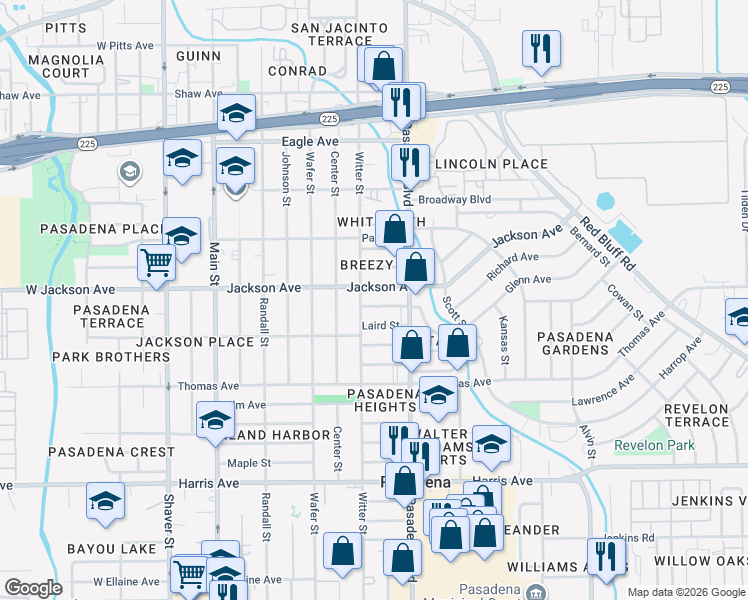 map of restaurants, bars, coffee shops, grocery stores, and more near 912 Griffin Street in Pasadena