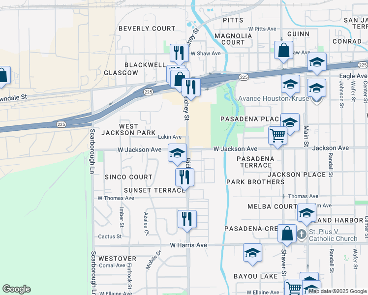 map of restaurants, bars, coffee shops, grocery stores, and more near 416 South Richey Street in Pasadena
