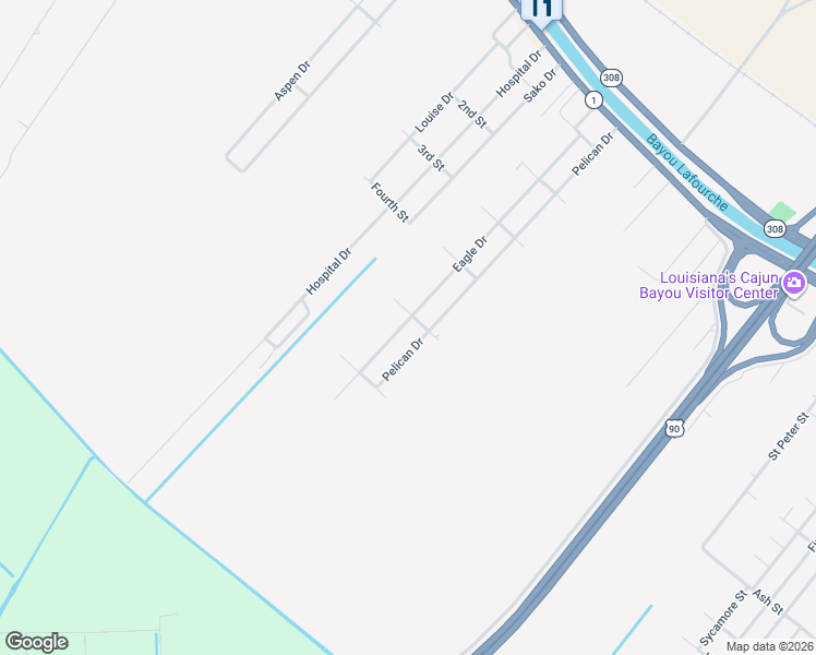 map of restaurants, bars, coffee shops, grocery stores, and more near Sparrow Ln in Raceland