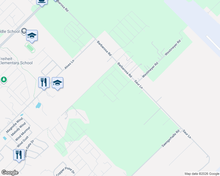 map of restaurants, bars, coffee shops, grocery stores, and more near 612-990 3 Mile Creek in New Braunfels