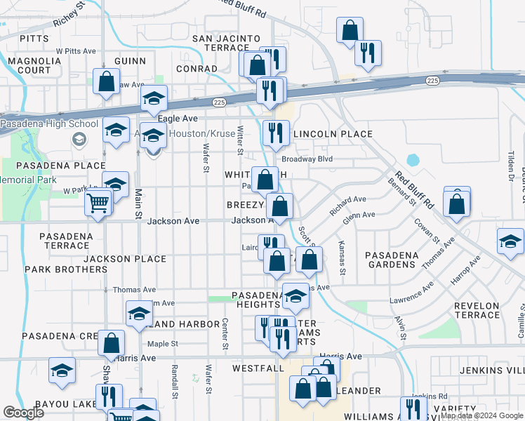 map of restaurants, bars, coffee shops, grocery stores, and more near 914 Whitaker Avenue in Pasadena