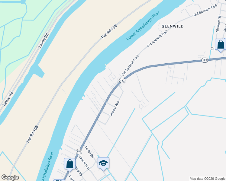 map of restaurants, bars, coffee shops, grocery stores, and more near 101 Nini Road in Morgan City