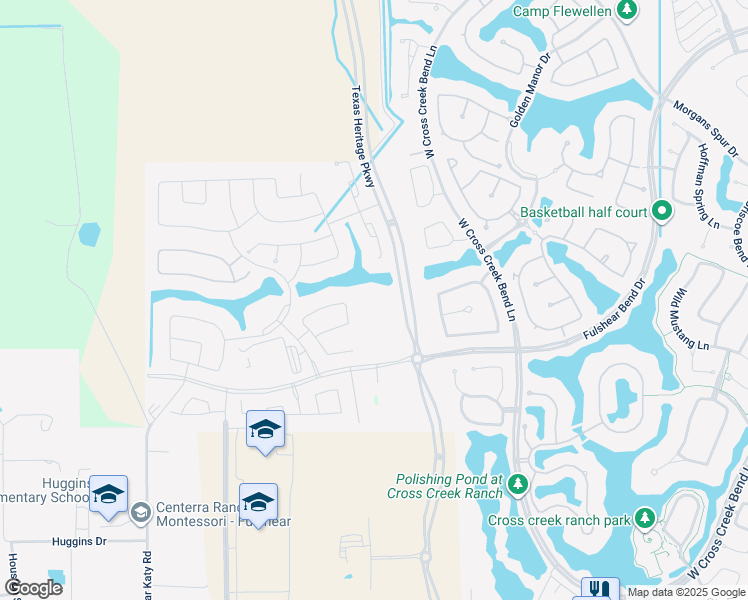 map of restaurants, bars, coffee shops, grocery stores, and more near Sweet Creek Lane in Fulshear