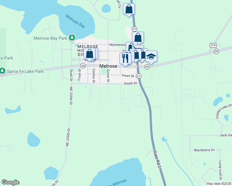 map of restaurants, bars, coffee shops, grocery stores, and more near 107 Eliam Road in Melrose