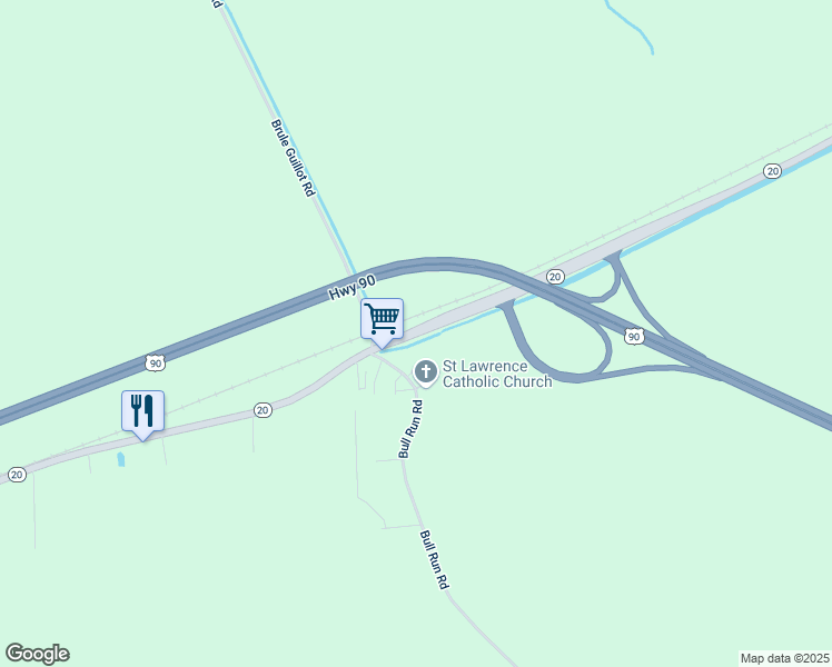 map of restaurants, bars, coffee shops, grocery stores, and more near 1477 Louisiana 20 in Schriever