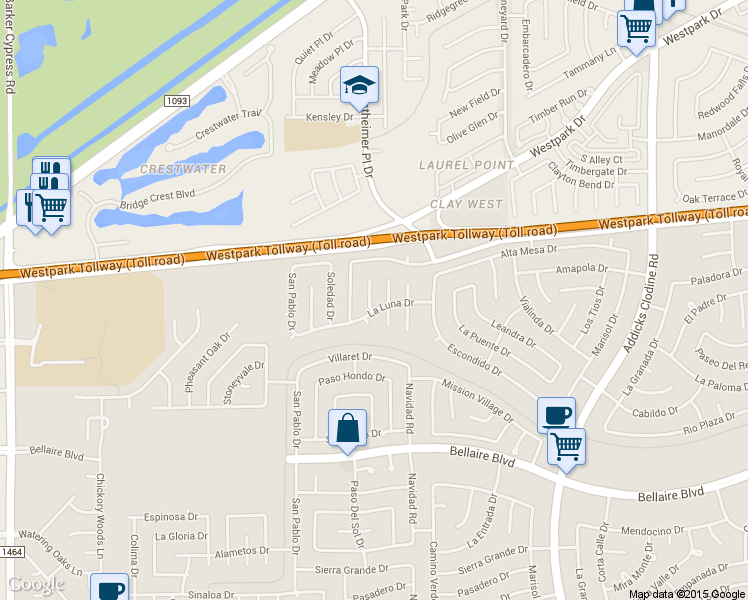 map of restaurants, bars, coffee shops, grocery stores, and more near 6611 Paso Del Sol Drive in Houston