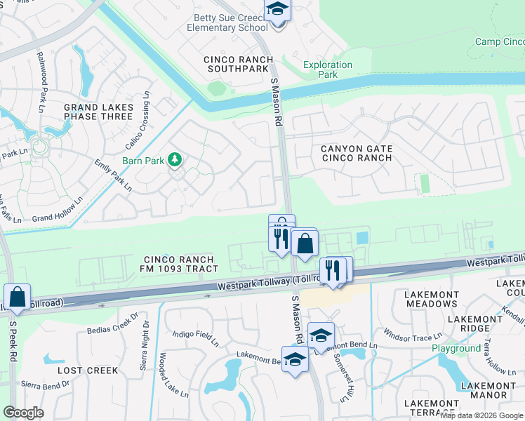 map of restaurants, bars, coffee shops, grocery stores, and more near 20803 Nettlebrook Lane in Katy