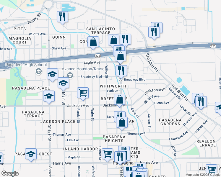 map of restaurants, bars, coffee shops, grocery stores, and more near 914 Boyd Court in Pasadena