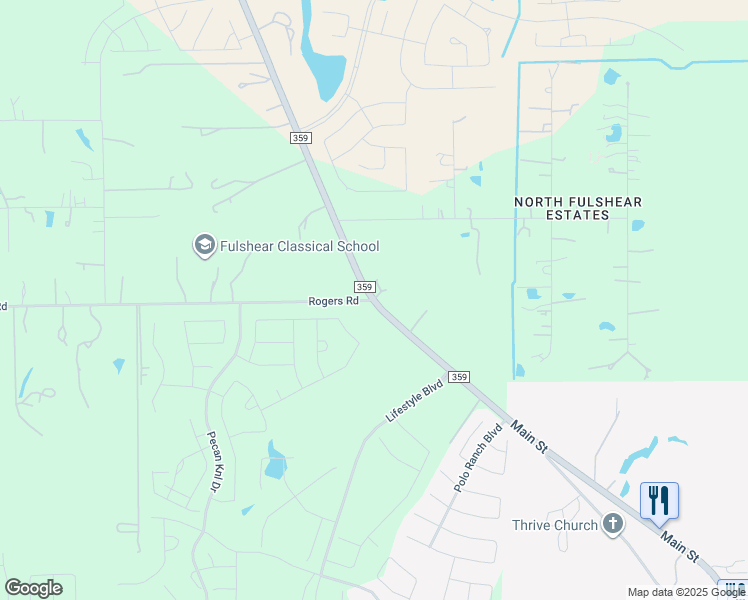 map of restaurants, bars, coffee shops, grocery stores, and more near 6700 Farm to Market 359 in Fulshear