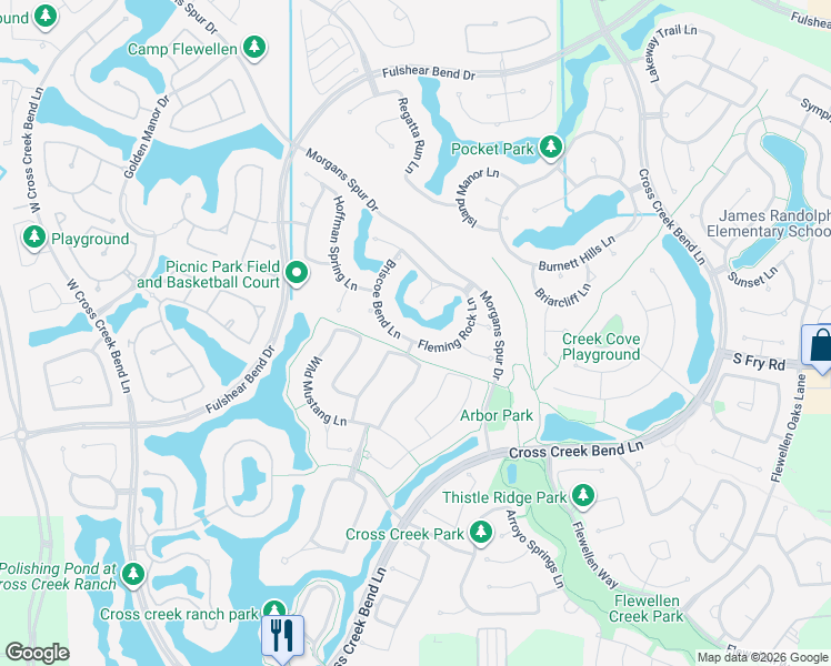 map of restaurants, bars, coffee shops, grocery stores, and more near 5615 Briscoe Bend Lane in Fulshear