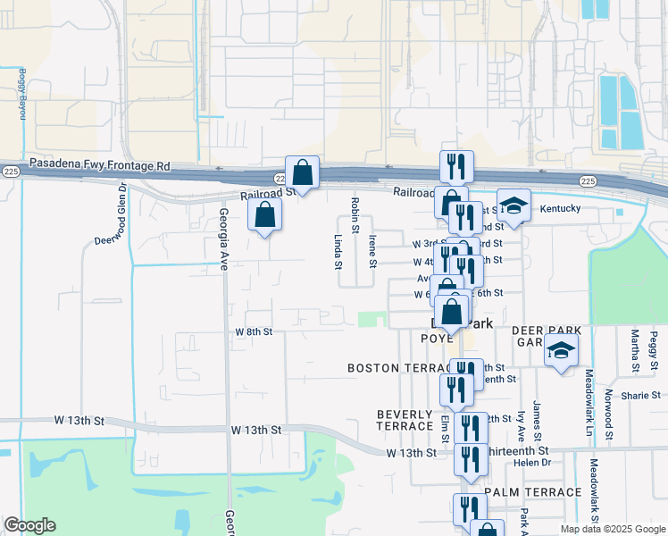 map of restaurants, bars, coffee shops, grocery stores, and more near 318 Linda Street in Deer Park