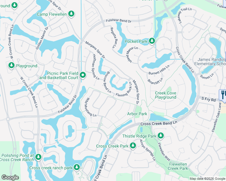 map of restaurants, bars, coffee shops, grocery stores, and more near 5615 Briscoe Bend Lane in Fulshear