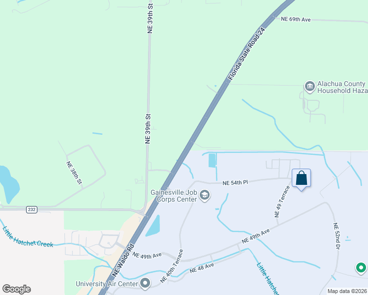 map of restaurants, bars, coffee shops, grocery stores, and more near 5503 Northeast Waldo Road in Gainesville