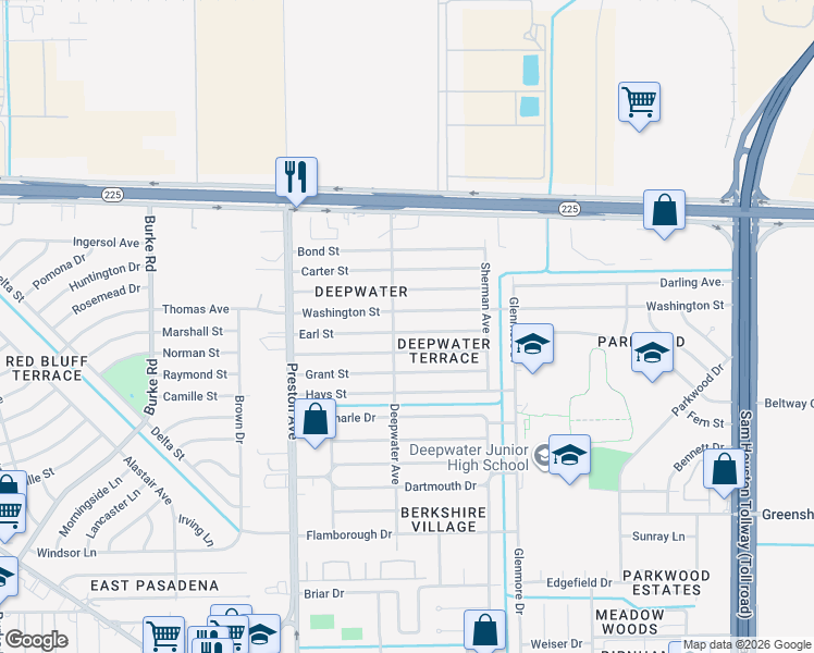 map of restaurants, bars, coffee shops, grocery stores, and more near 3121 Fern Street in Pasadena