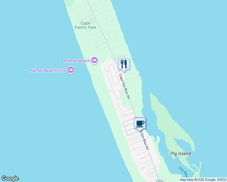 map of restaurants, bars, coffee shops, grocery stores, and more near 216 Seagrass Circle in Port Saint Joe