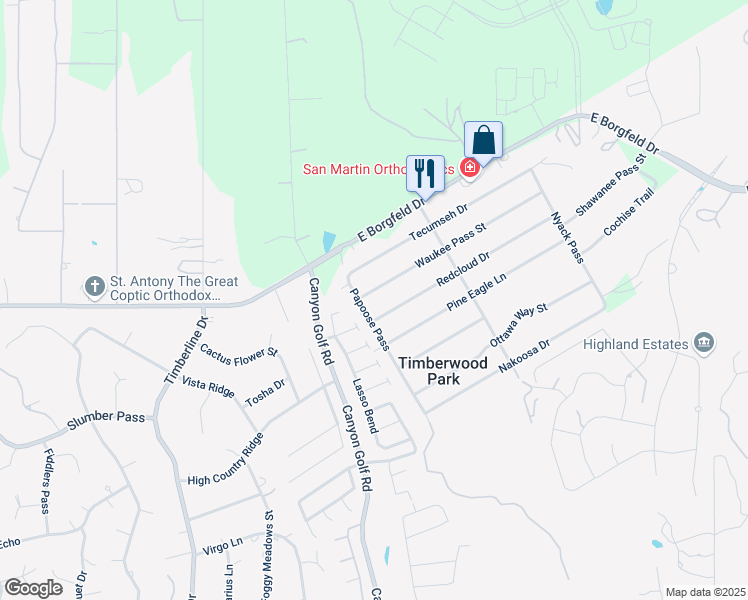 map of restaurants, bars, coffee shops, grocery stores, and more near 713 Waukee Pass Street in San Antonio