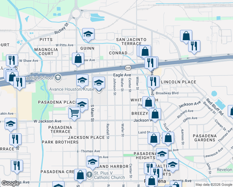 map of restaurants, bars, coffee shops, grocery stores, and more near 507 Broadway Avenue in Pasadena
