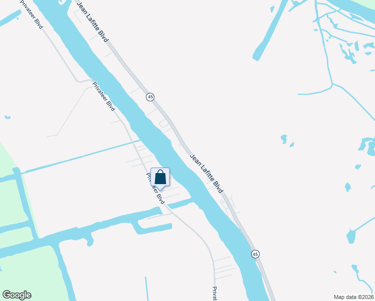 map of restaurants, bars, coffee shops, grocery stores, and more near Louisiana 45 in Lafitte